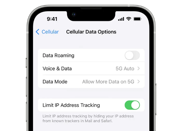 Options de données cellulaires iPhone